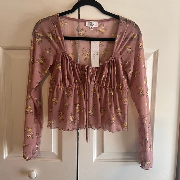 Live In the Moment Mauve Mesh Crop Top‎ Size Medium - Picture 1 of 6